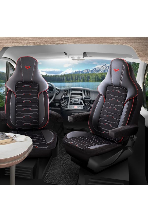 Panda Sport Series Caravan Seat Cover Black / Red Panda Seat Cover