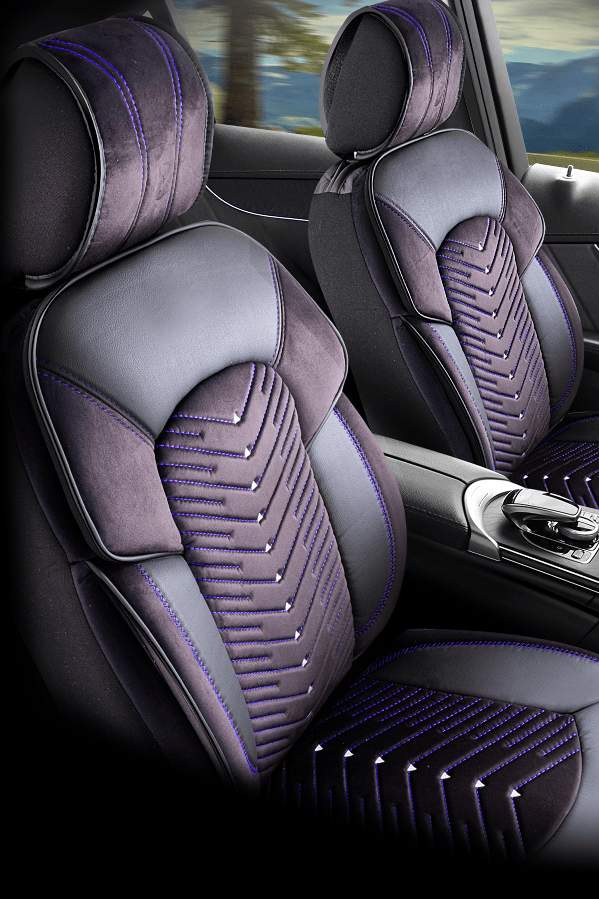 Panda Dubai Series Universal Car Seat Cover Blue Panda Seat Cover