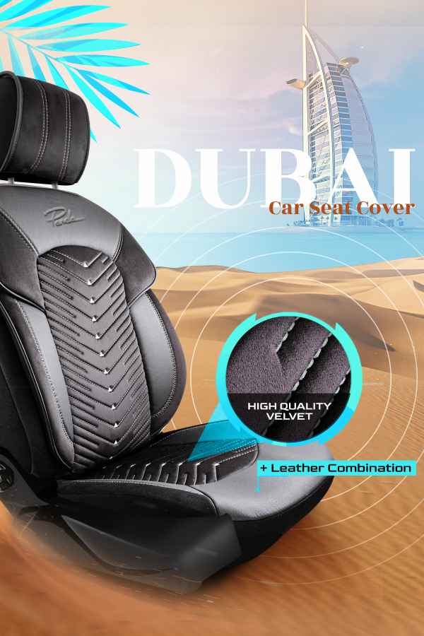 Panda Dubai Series Universal Car Seat Cover Black / Grey Panda Seat