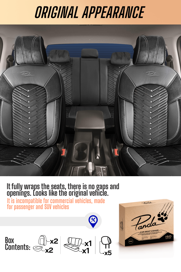 Panda Dubai Series Universal Car Seat Cover Black / Grey Panda Seat