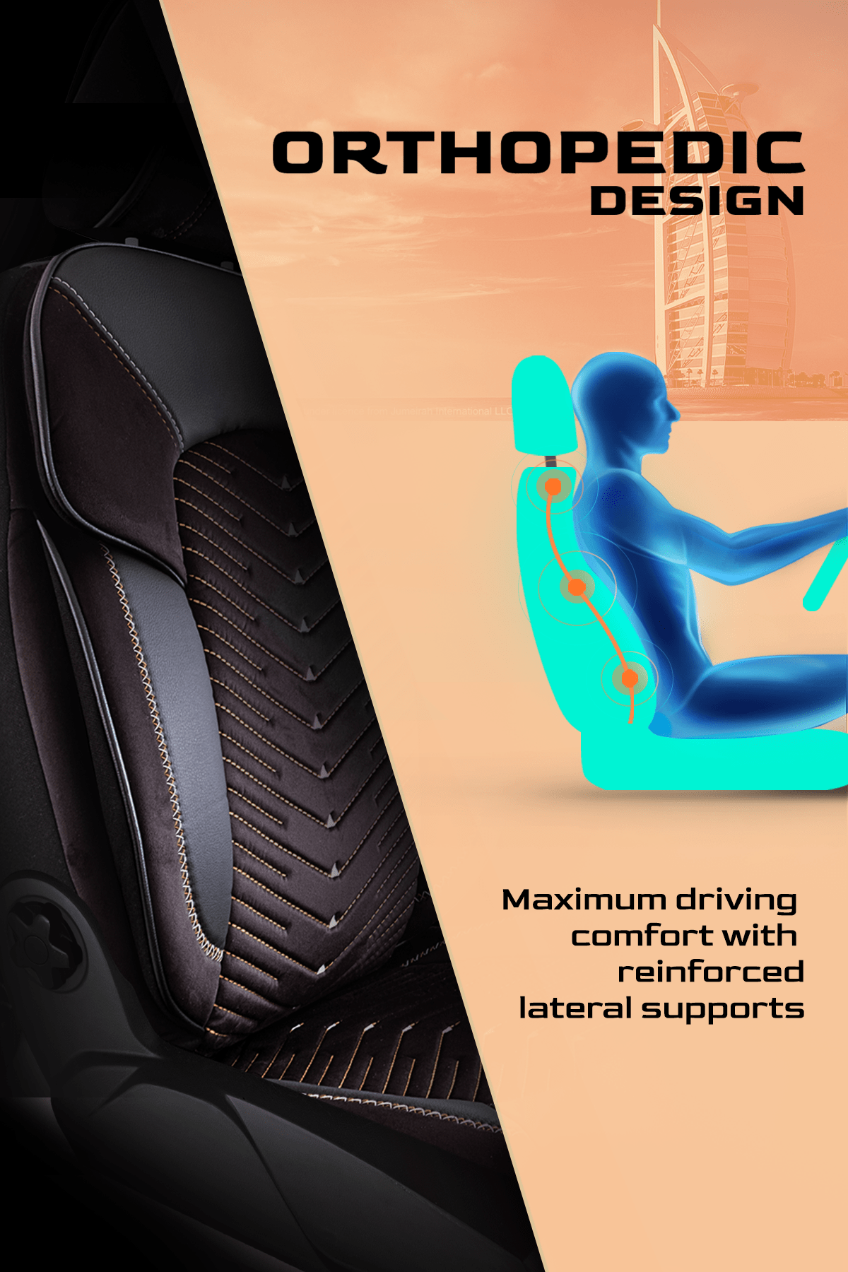 Panda Dubai Series Universal Car Seat Cover Orange Panda Seat Cover