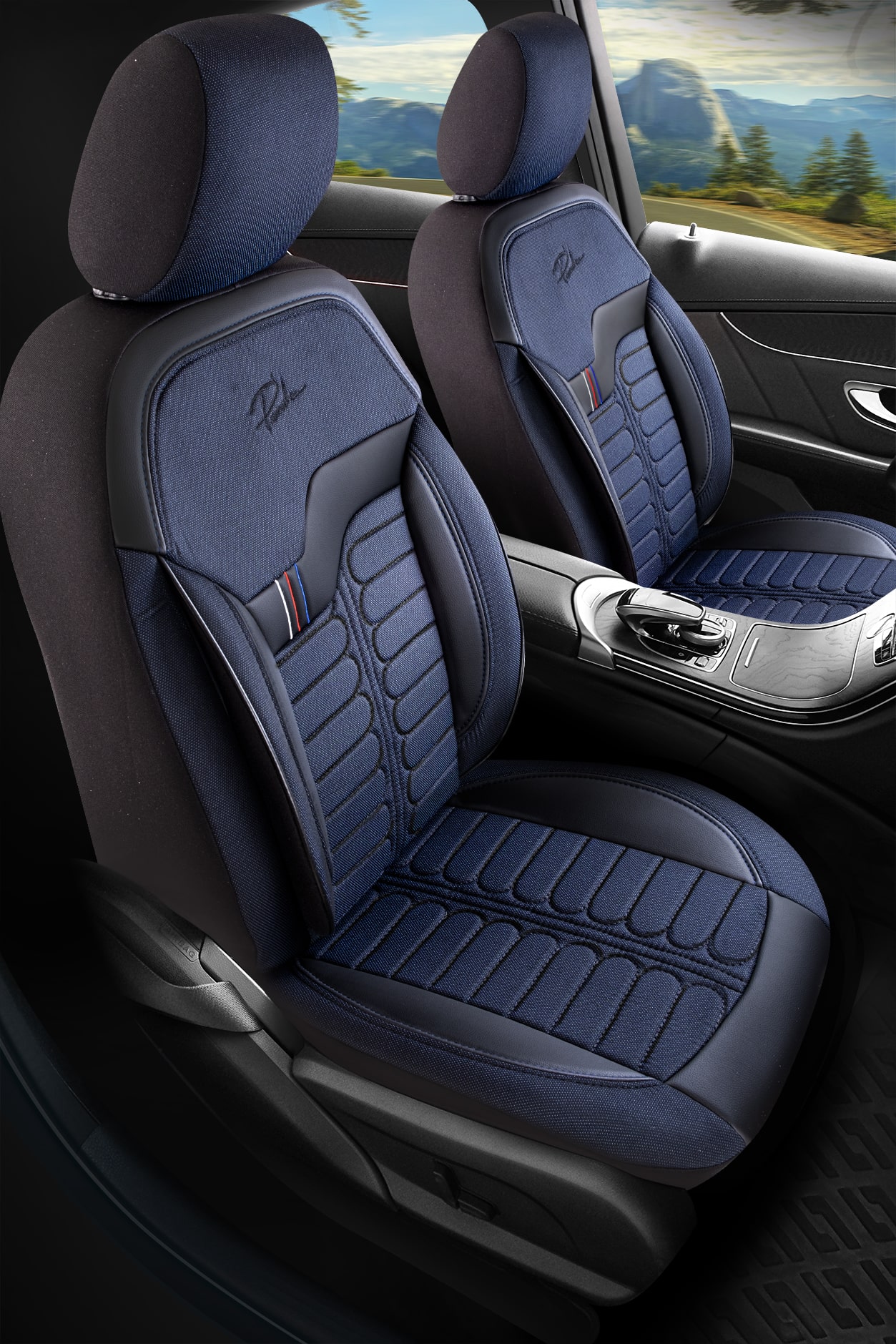 Panda London Series Universal Car Seat Cover Blue Panda Seat Cover